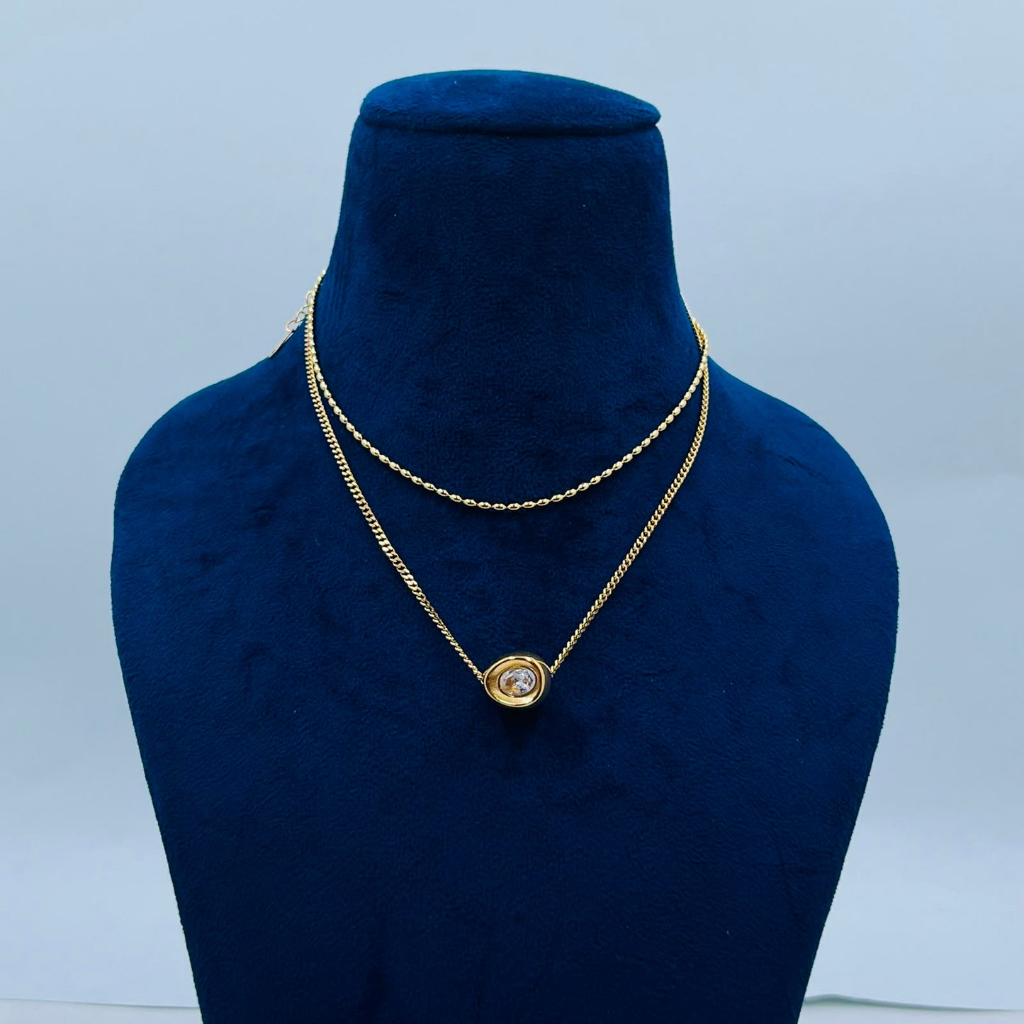 Anti-Tarnish Layered Gold Solitaire Necklace | 1-Year Warranty