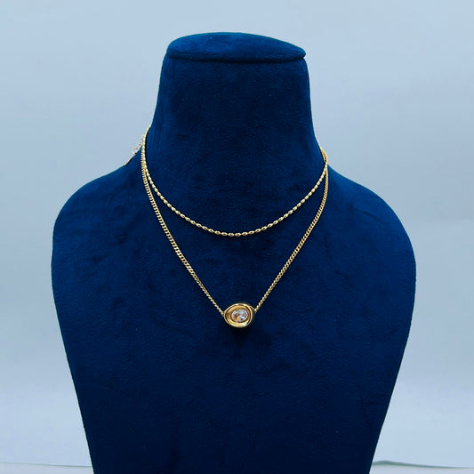Anti-Tarnish Layered Gold Solitaire Necklace | 1-Year Warranty