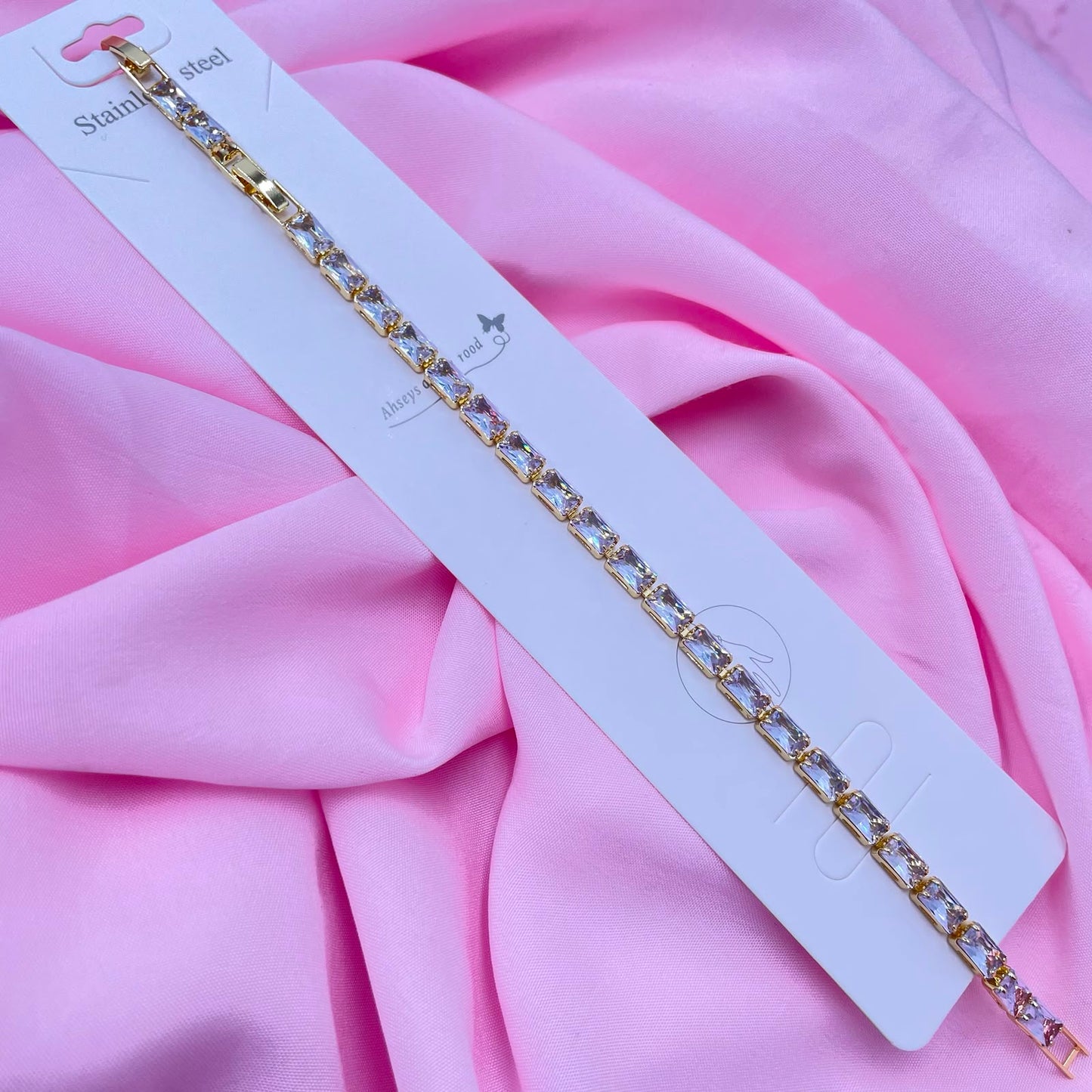 Anti-Tarnish Gold Baguette Tennis Bracelet | 1-Year Warranty