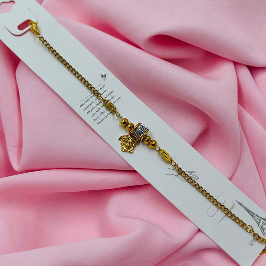 The Medusa Greek Key Charm Bracelet (Anti-Tarnish)