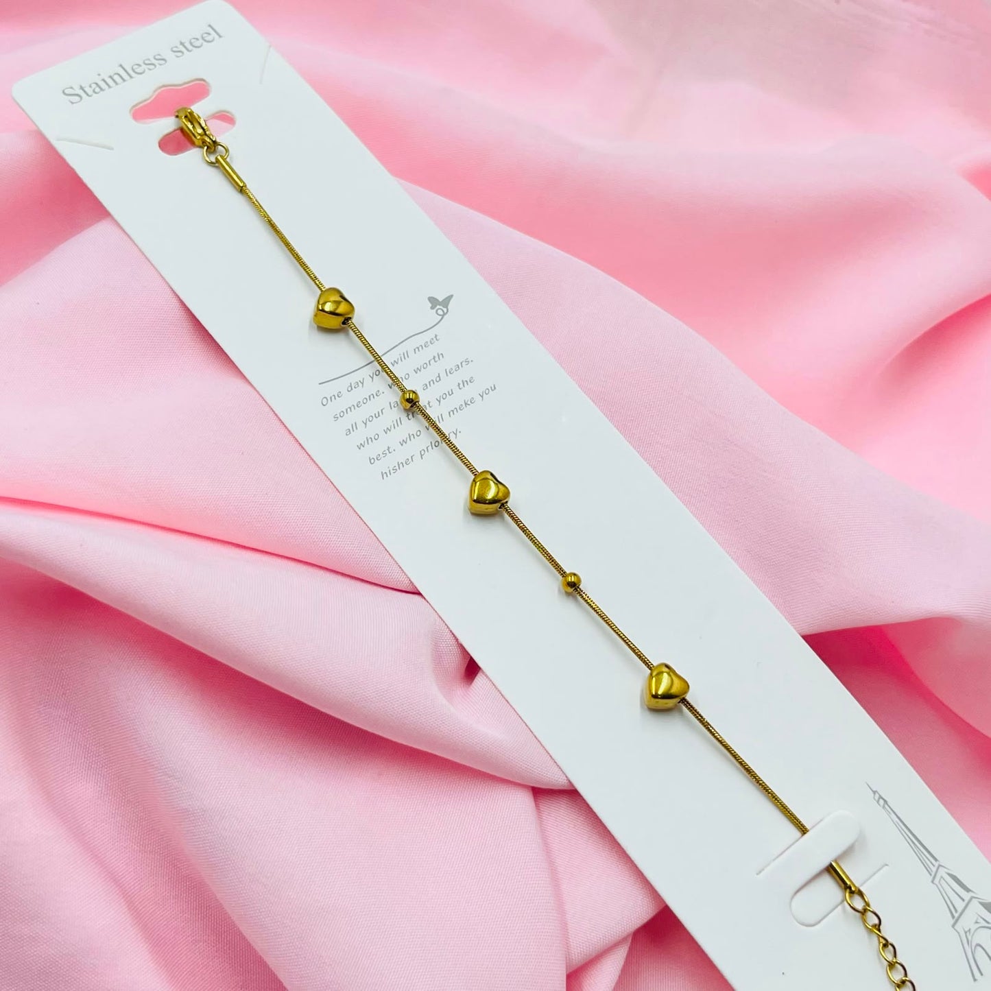 The Mia Triple Heart Charm Bracelet (Anti-Tarnish)
