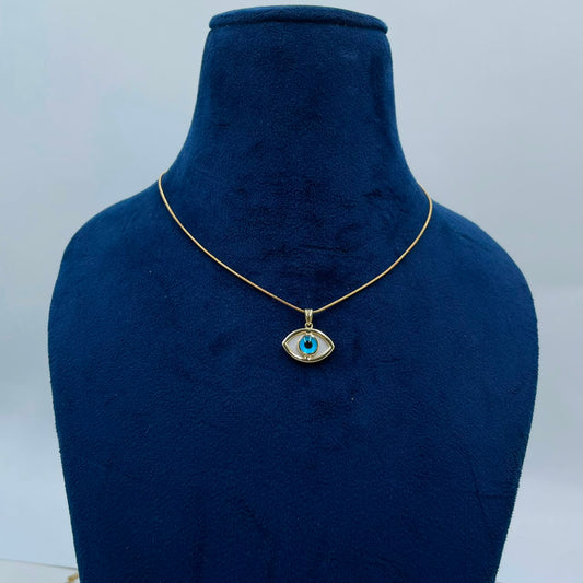 The Talia Mother-of-Pearl Evil Eye Necklace (Anti-Tarnish)
